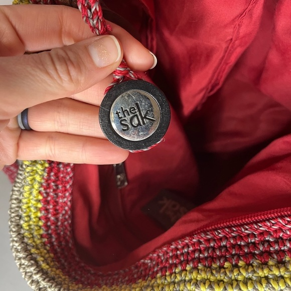 The Sak Gypsy Cambria Multi-Colored Striped Crochet Knit Tote Shoulder Bag Boho - Picture 6 of 13